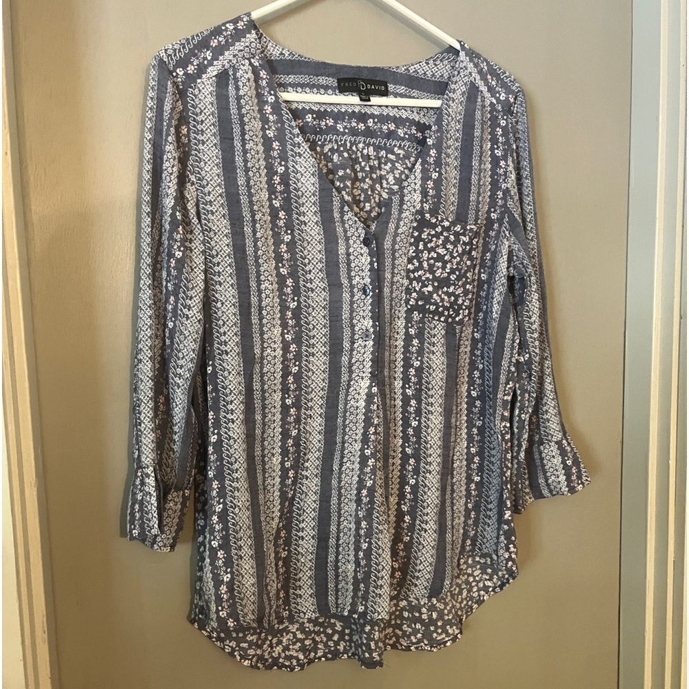 Fred David Floral Tunic Top Womens Size.Large